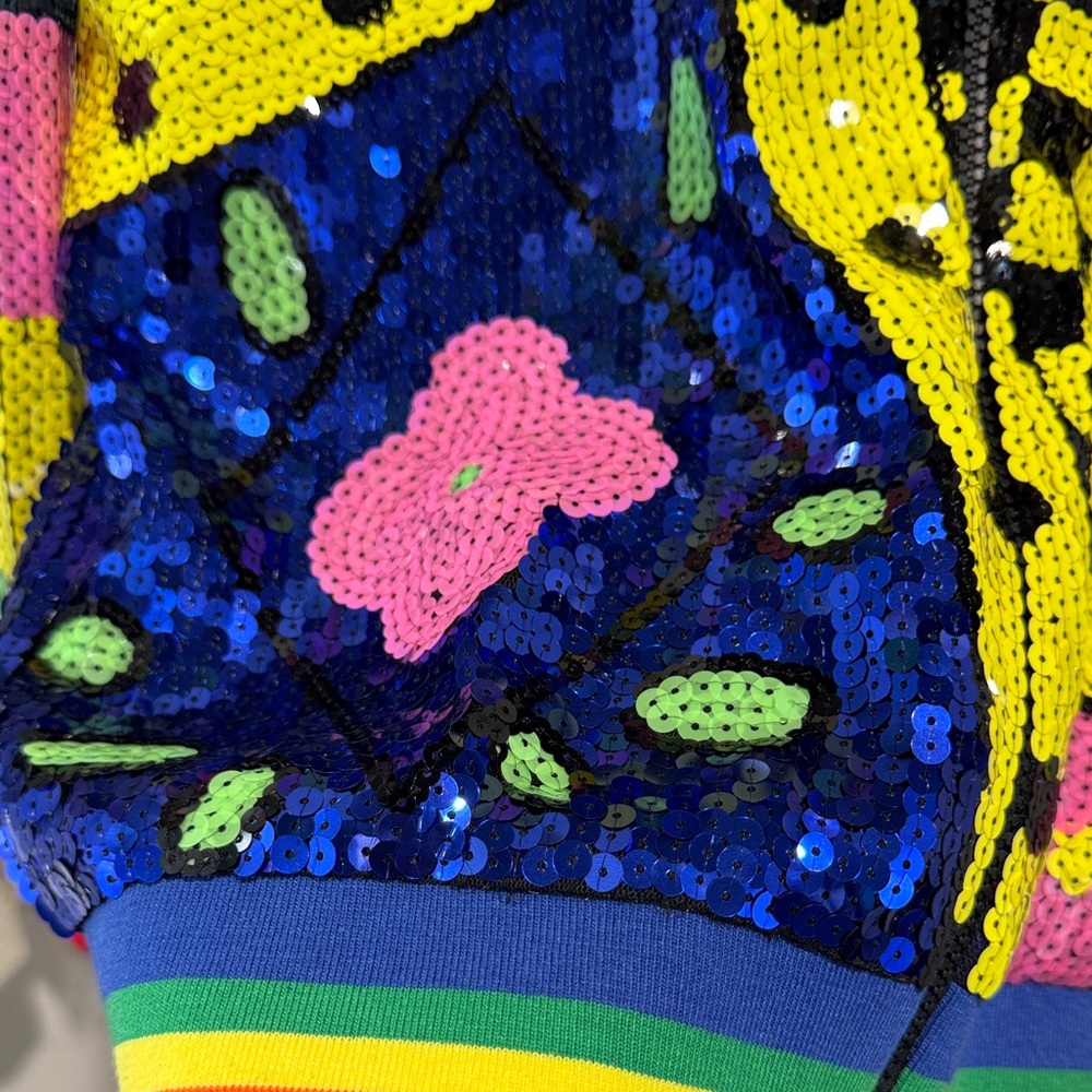 Vibrant Sequin Jacket with Bold Patterns NWT - image 7